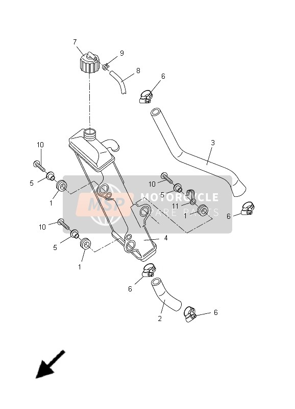 Yamaha DT50R-SM 2011 Radiator & Hose for a 2011 Yamaha DT50R-SM